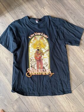 True vintage band Santana "Live Your Light" Graphic Tee - Black 2008
